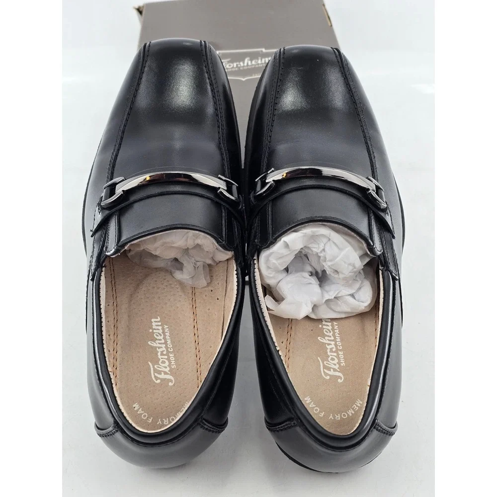 Florsheim Reveal Bit Jr. Loafers Boys 5.5M Black Leather Dress Shoes -New